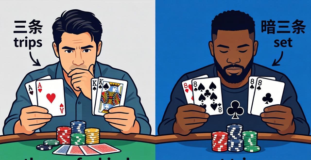 德州扑克三条英文怎么说 three of a kind 和暗三条set trips区别