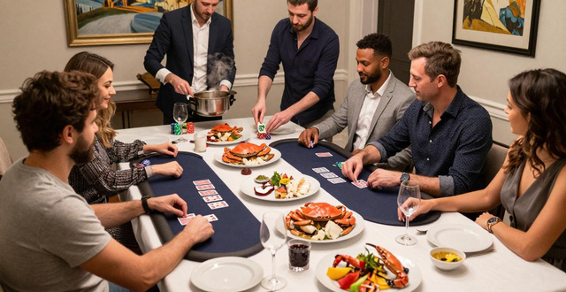 高端聚会新玩法：一边玩德州扑克一边品尝蟹黄美食