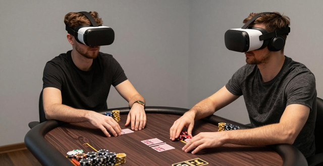 玩vr德州扑克真实体验：真人同桌，用手推筹码，跟线下打牌一样