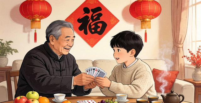 父子过年打牌续二十多年传统 成情感交流独特方式
