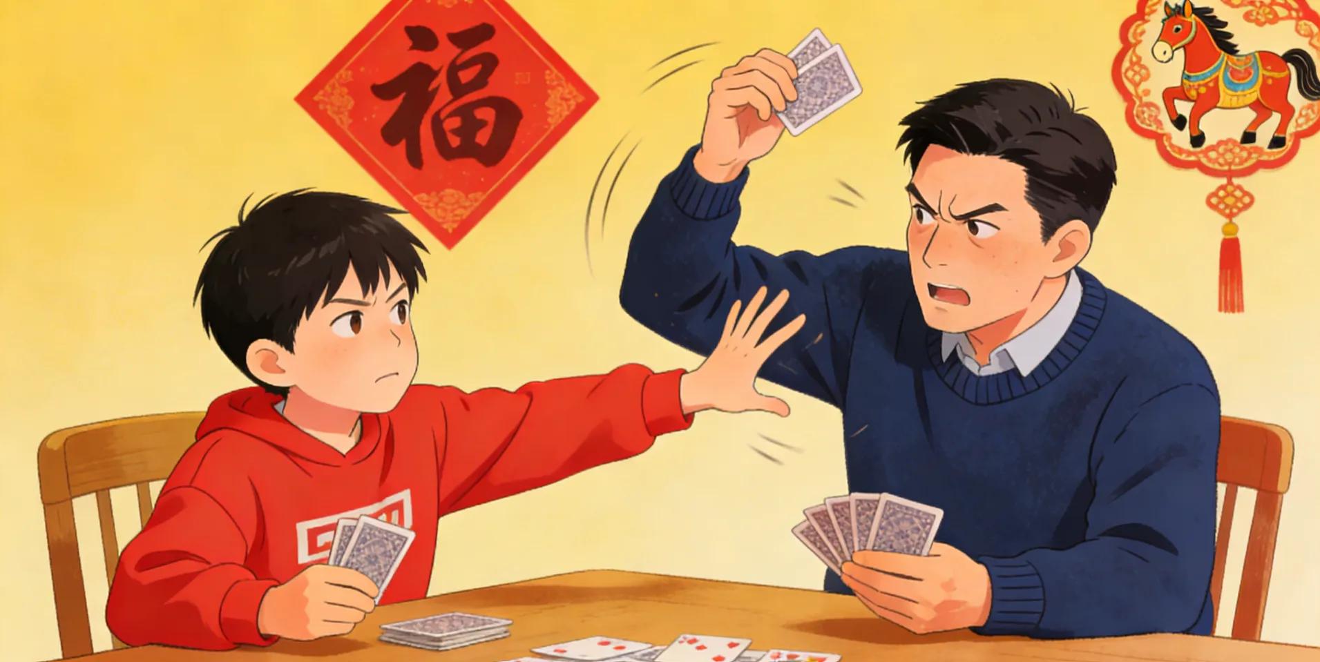 父子过年打牌超起劲走红，网友：这才是最有年味的团聚