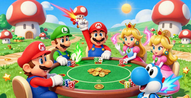 马里奥主题德州扑克怎么玩？蘑菇王国里用金币下注，角色还有特殊技能
