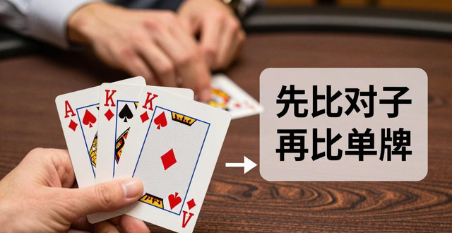 德州扑克两对比大小规则：先比对子再比单牌