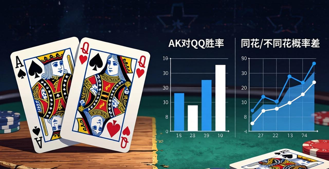 德州扑克AK对QQ胜率多大？同花和不同花概率差多少