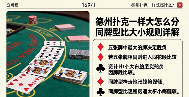 德州扑克一样大怎么分 同牌型比大小规则详解