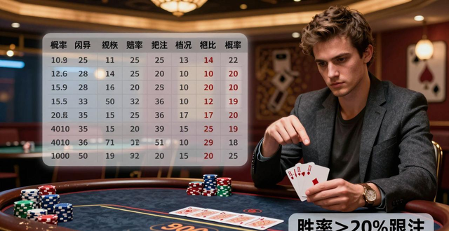 德州扑克新手必备：牌概率计算表，快速判断要不要跟注