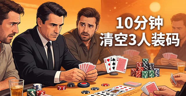 德州扑克火烧风打法有多猛？10分钟清空3人筹码