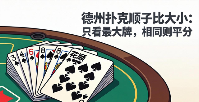 德州扑克顺子比大小：只看最大牌，相同则平分